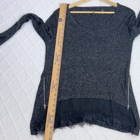 BKE Top Black Shimmer Whimsigoth Glam Women's Size M Long Sleeve Zipper Detail - Picture 9 of 9